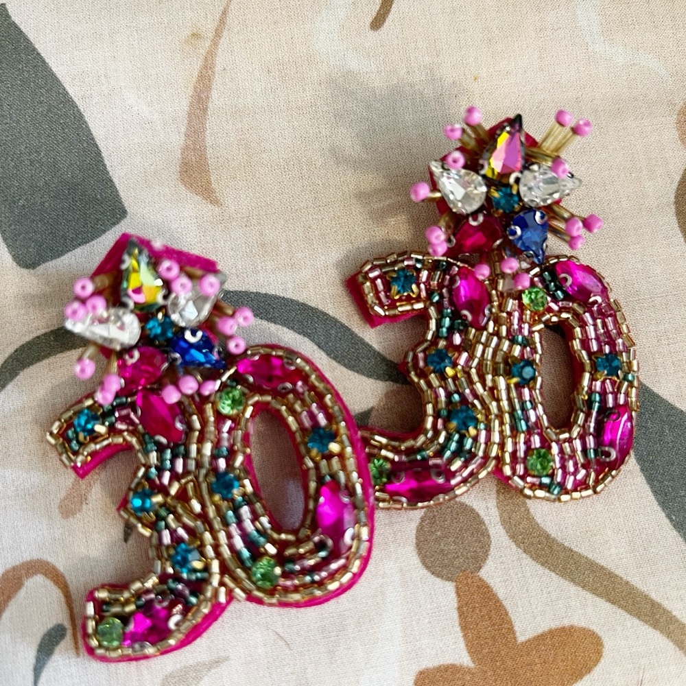 Vibrant Pink 30 Beaded Earrings